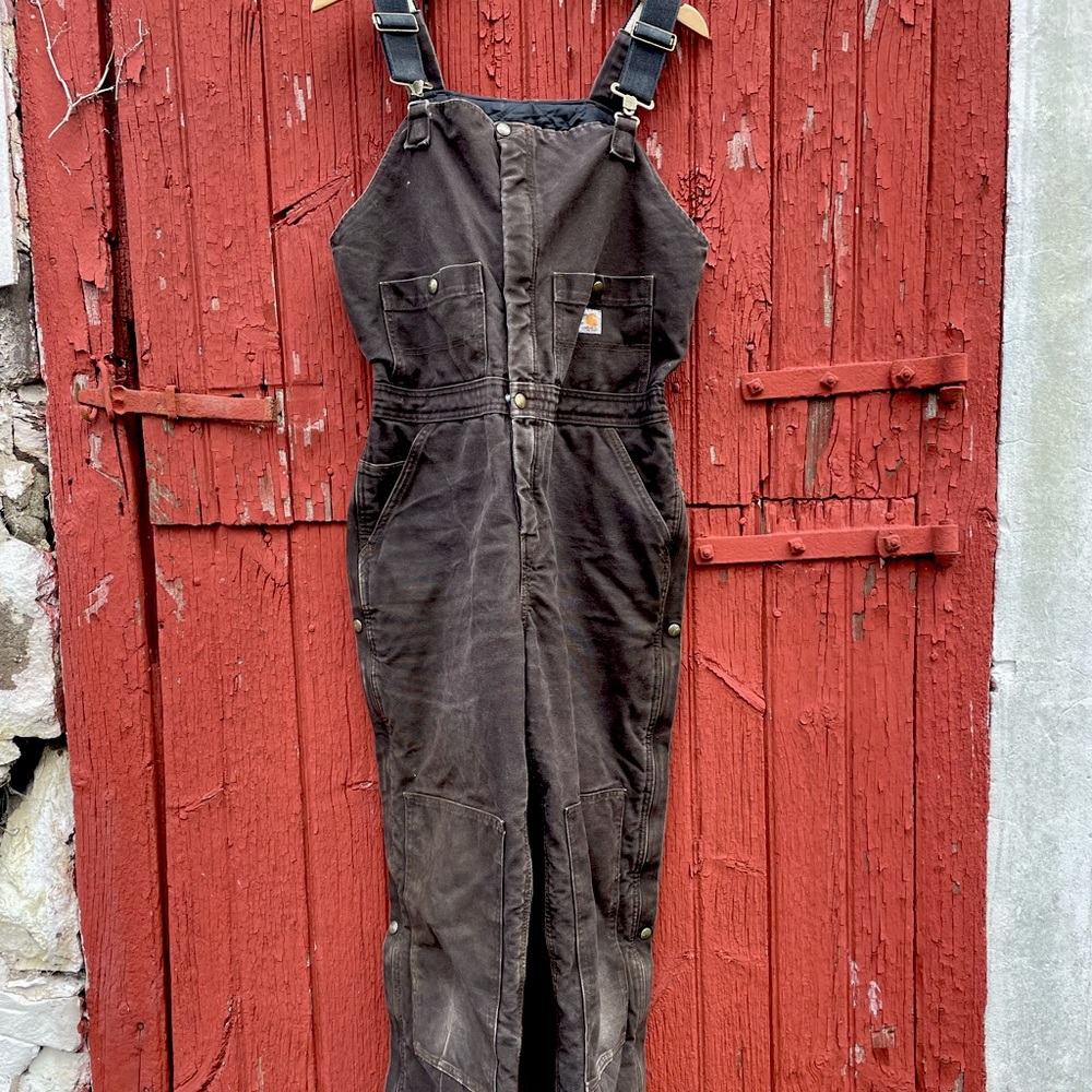 Carhartt Insulated Bibs Overalls Womens Brown Med 8/10